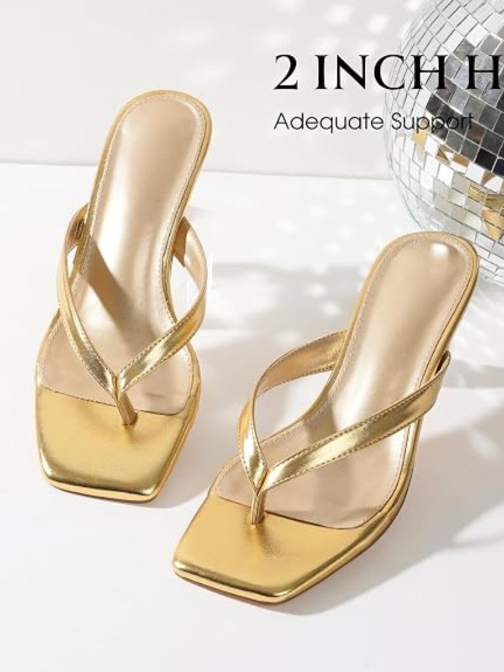 Kitten Heels Sandals for Women Square Open Toe Flip Flops Strappy Heels for Wome